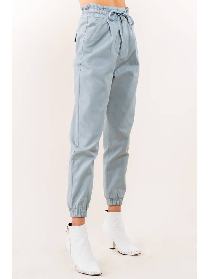 Whiteroom+Cactus - Wholesale Pants - Women's - Tie Waist Paperbag Cotton Pants - CIEL BLUE1