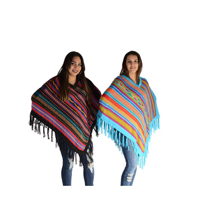 Black Waves and Bands 100% Alpaca Patterned Stripes for wholesale by Sanyork Fair Trade