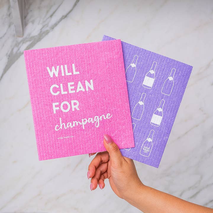 Wine Wash Co. - Wholesale Dishcloth - Biodegradable Dish Cloths – Pink/Purple Set