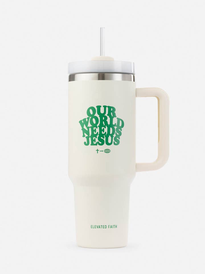 Our World Needs Jesus 40 oz Tumbler for wholesale by Elevated Faith