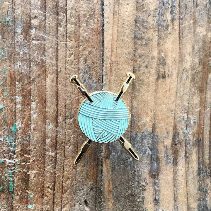 Firefly Notes - Wholesale Lapel Pin/Button - Knitting Needles and Yarn Enamel Pin Flair2