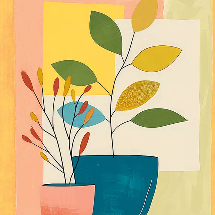 CARTE DE VŒUX POUR NOUVELLE MAISON AVEC PLANTE D'INTÉRIEUR 4,5 x 6,25" pour la vente par Calypso Cards LLC