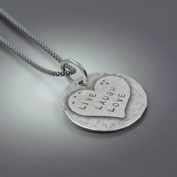 Heart Necklace - "LIVE LAUGH LOVE" - Handmade for wholesale by CB&CO