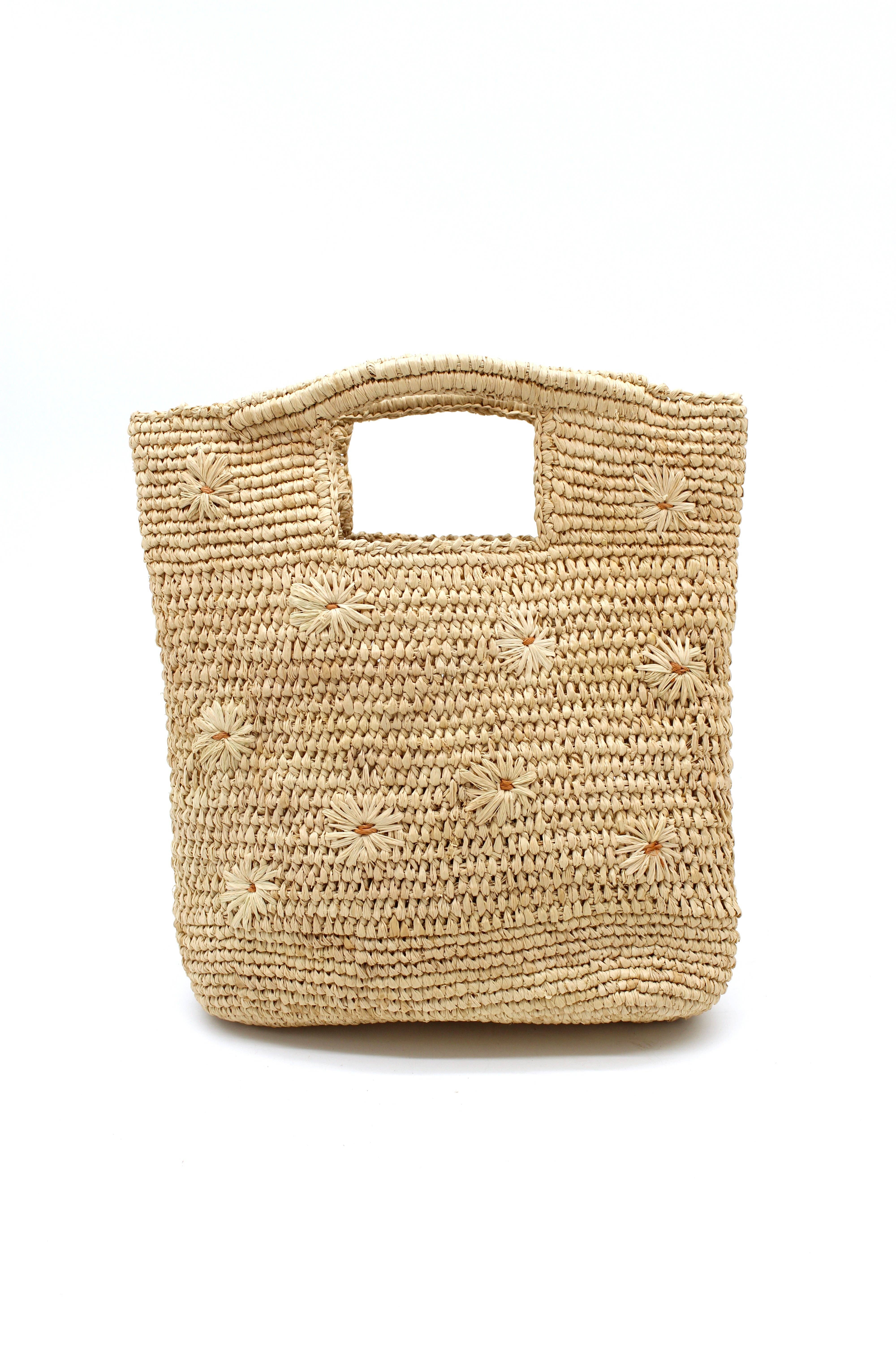 Shebobo - Wholesale Beach Bag - Mini ConCon Daisy Flower Crochet Petite Straw Basket Handbag0