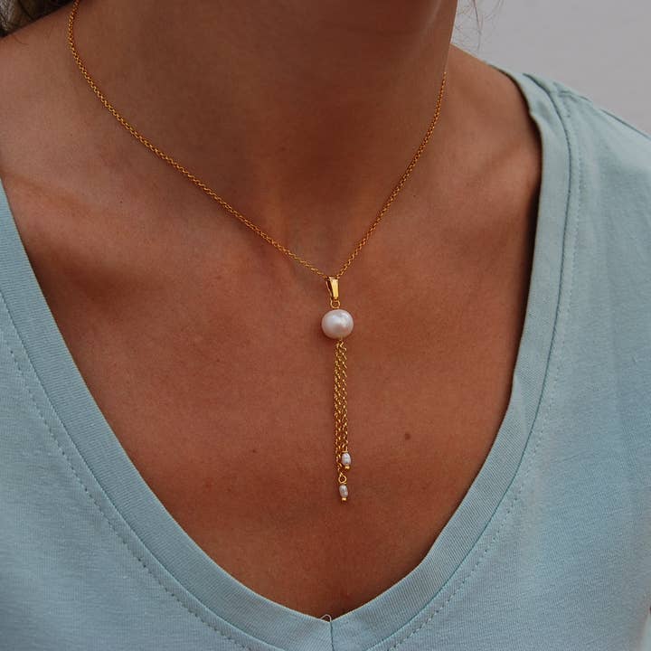 Pearls necklace, silver 925 necklace, long layered necklace. for wholesale by Yneda Jewels