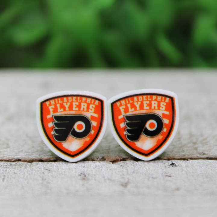 Hylidae Boutique - Wholesale Stud/Post Earrings - Philadelphia Flyers Diamond Stud Earrings