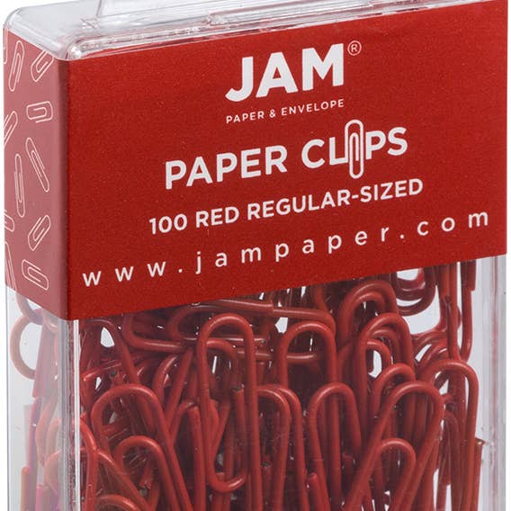 JAM PAPER - Wholesale Paperclip - Paper Clips, Regular 1 Inch, Red Paperclips, 2 Packs Of 1001