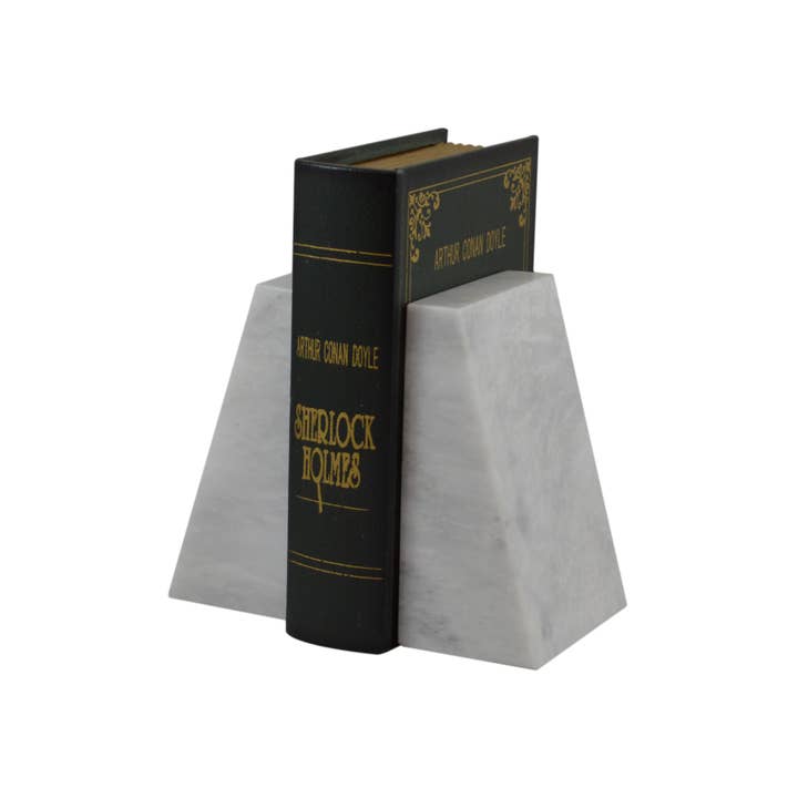 Serre-livres en marbre blanc nacré de la collection Zeus pour la vente par Marble Crafter