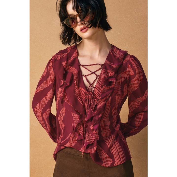 Down For the Ride Frilly Chiffon Blouse for wholesale by Dress Forum