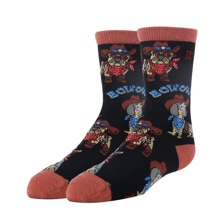 Yee Howl | Kids' Funny Western Crew Socks for Dog Lover for wholesale by Oooh Yeah/Sock It Up/Oooh Geez Slippers