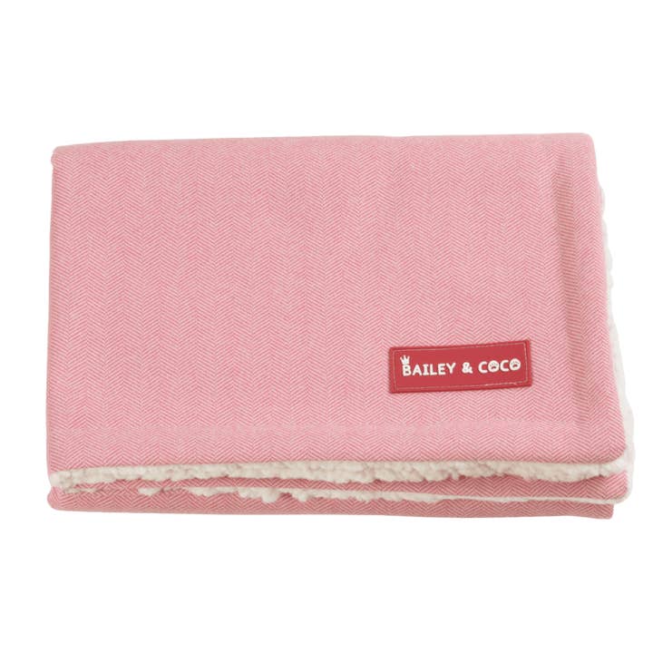 Bubblegum Pink Tweed Dog Blanket - Soft Sherpa Lined for wholesale by Bailey and Coco