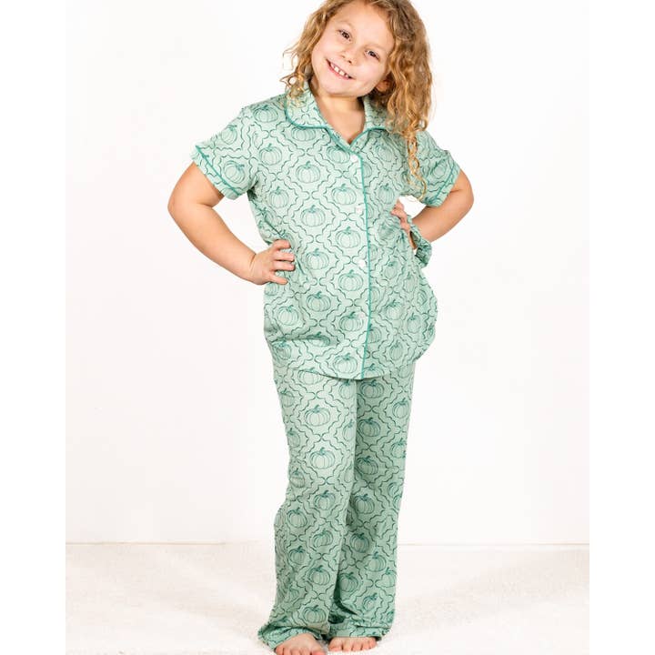 Conjunto de Pantalones de Dormir de Calabaza para Niña Jade Claro/Jaspe -Varios. para venta al por mayor de The Royal Standard