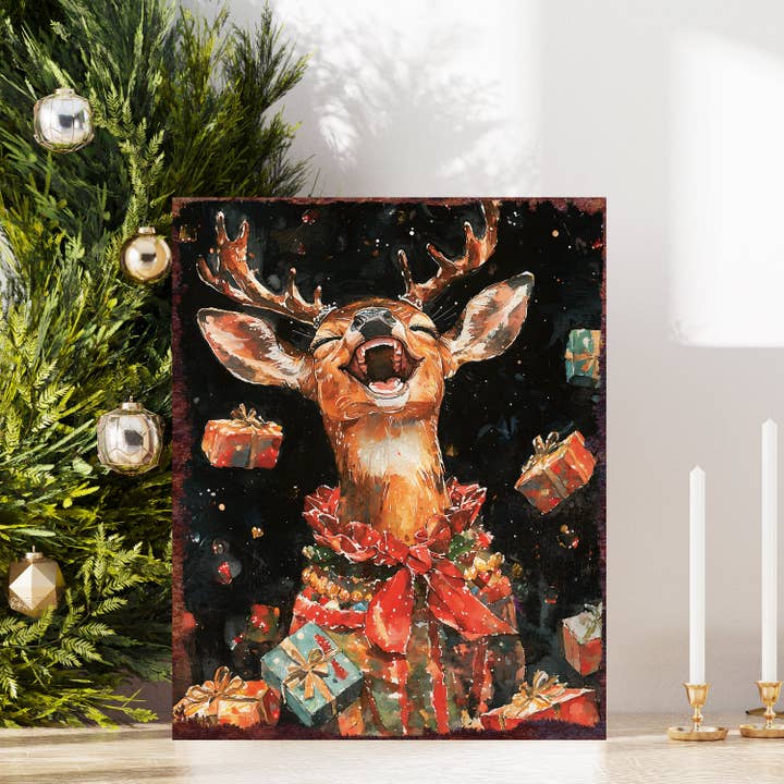 TX USA Corporation - Wholesale Christmas Decoration - 15in Christmas Deer Table Decor | Holiday Tabletop Decoration | Wooden Indoor Party Decor | 15x12in