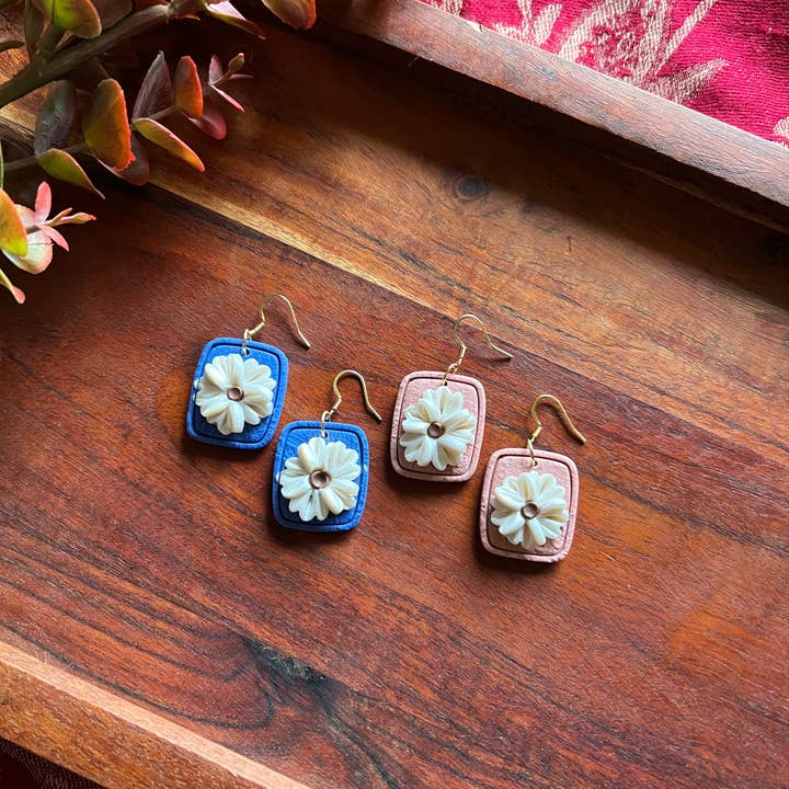 Lumu Moon Handmade Designs - Wholesale Dangle Earrings - Midnight Morning Floral Earrings