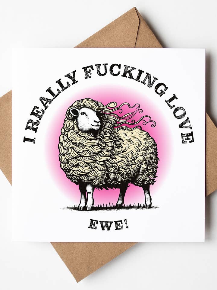 Amo Fottutamente le Pecore! Carta Glamour Pecora (Confezione da 6) per la vendita all'ingrosso da parte di Sweary Card Lady