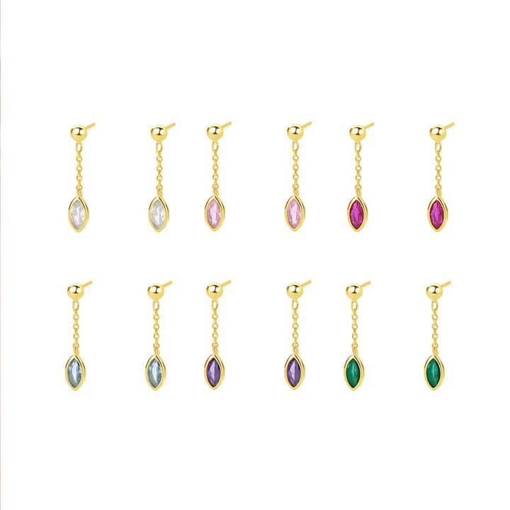 S925 Sterling Silver Colored Zirconium Water Drop Earrings for wholesale by Gioiellin - S925 Silver Jewelry