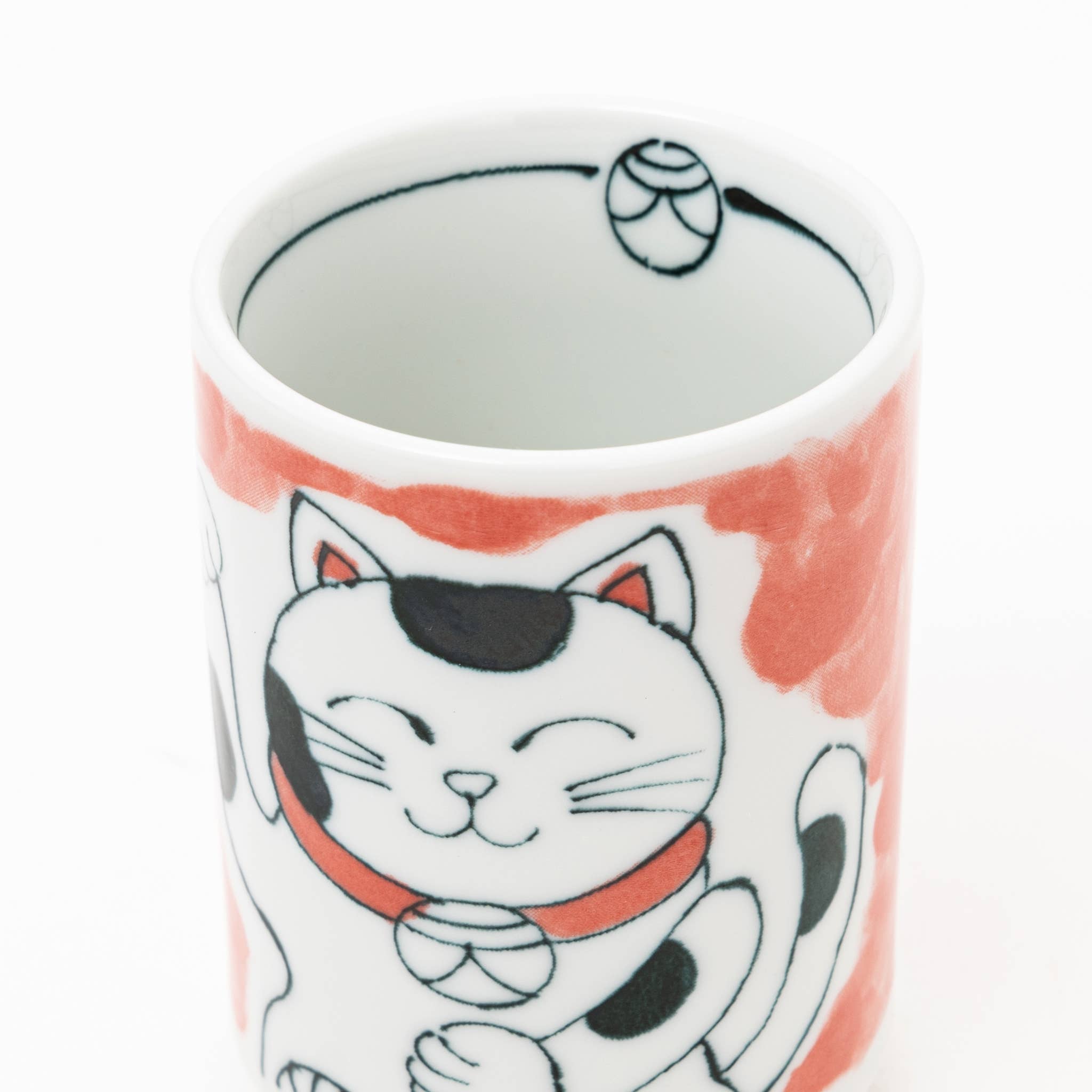 U PLUS INC - Wholesale Coffee/Tea Cup - Japanese Maneki-Neko Lucky Cat Porcelain Cup - Red3