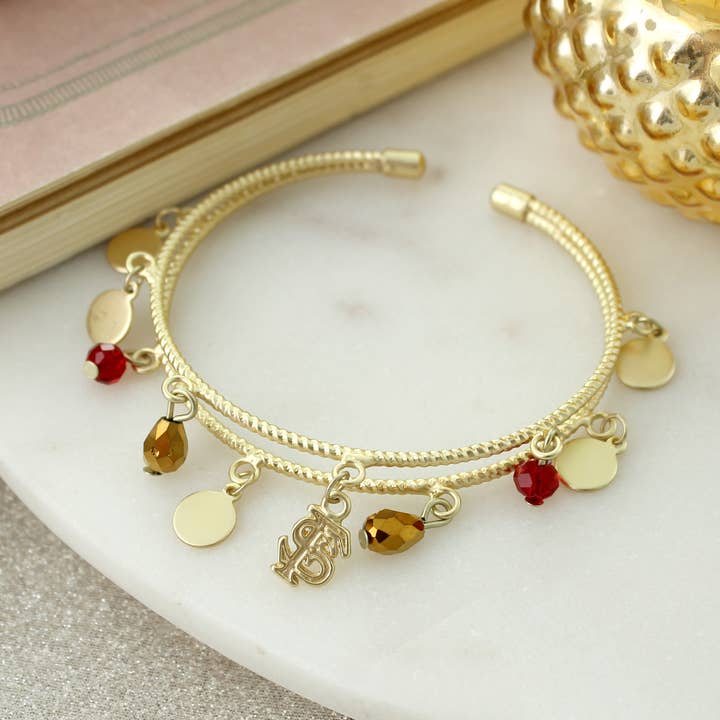 Bracelet manchette en or avec logo Florida State pour la vente par Seasons Jewelry