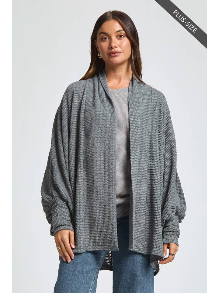 Dear Scarlett - Wholesale Cardigan - Women's - PLUS SIZE Crochet Knit Cardigan Batwing Sleeve4