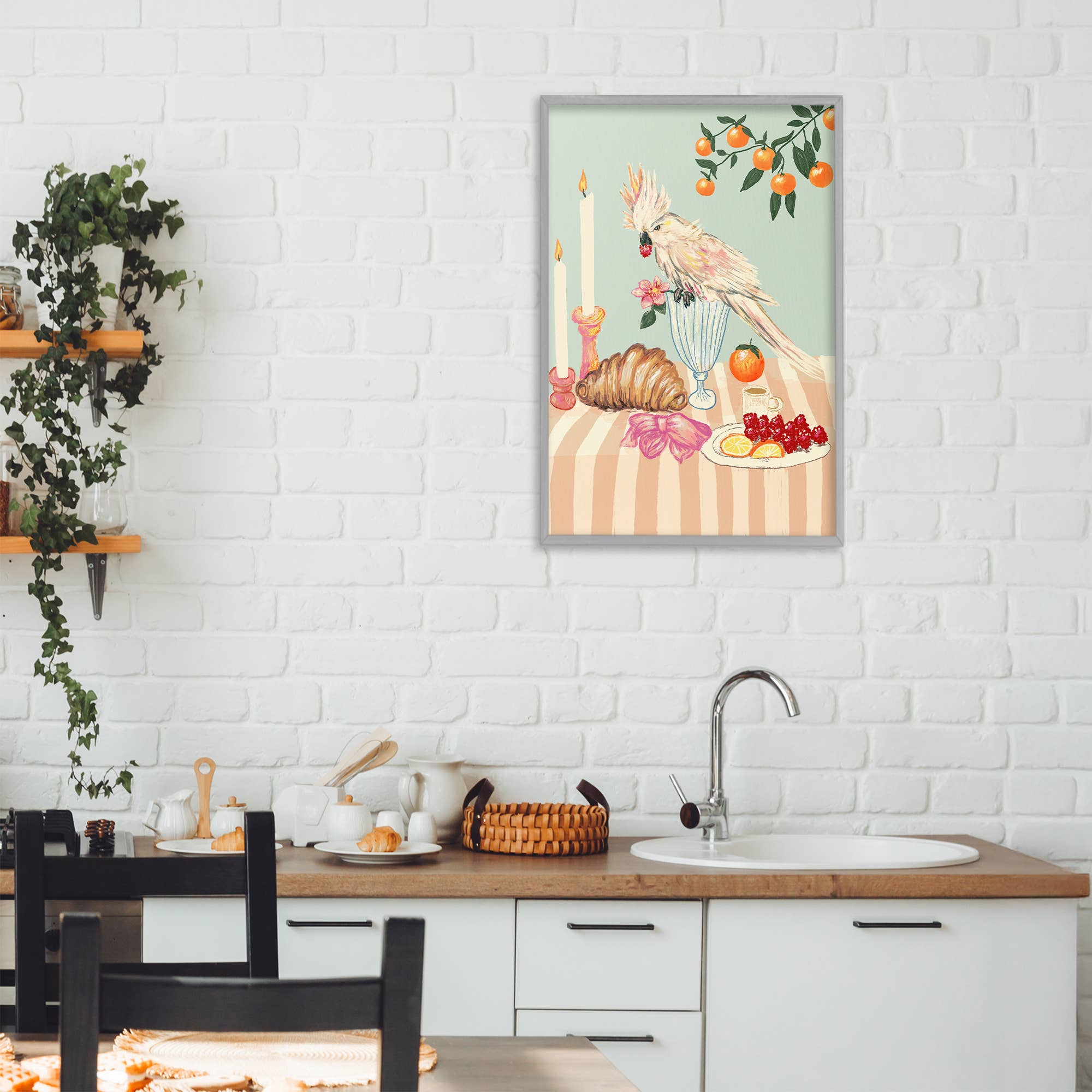 Stupell Industries - Vendita all'ingrosso Cartello da parete - Colazione con Calopsite Uccello Incorniciato Giclée14