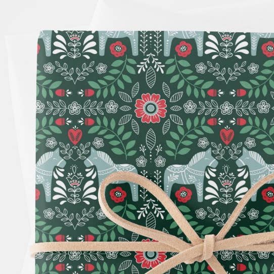 Flounce & Flourish - Vendita all'ingrosso Rotoli di carta da regalo - Carta da regalo Dala Horse Holiday 1