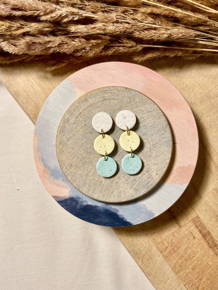 Speckled Gradient Yellow and Blue Earrings for wholesale by Clay & Co.