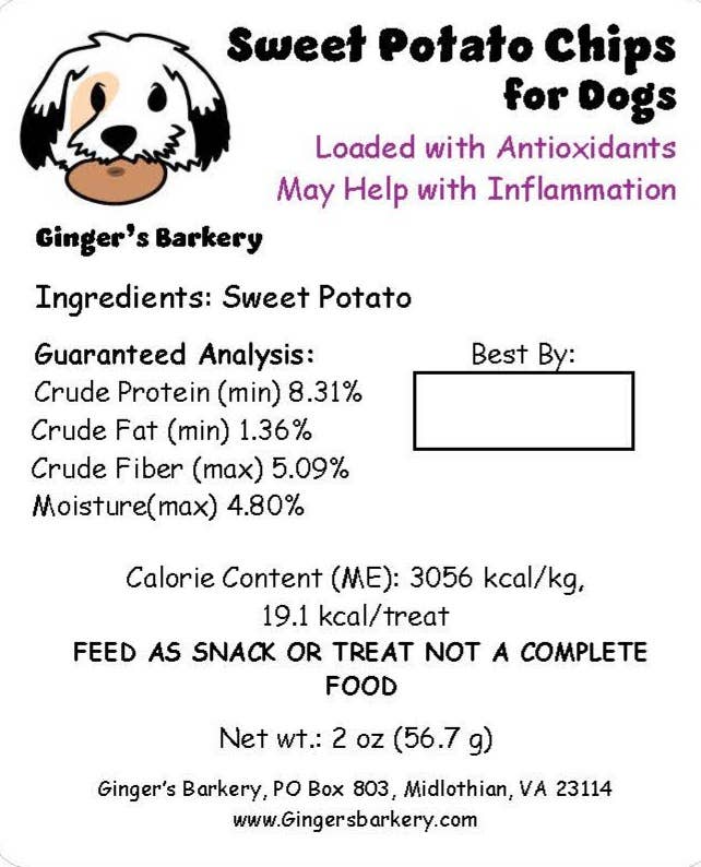 Ginger's Barkery – snacks e guloseimas - Cão por atacado – Batata-doce1