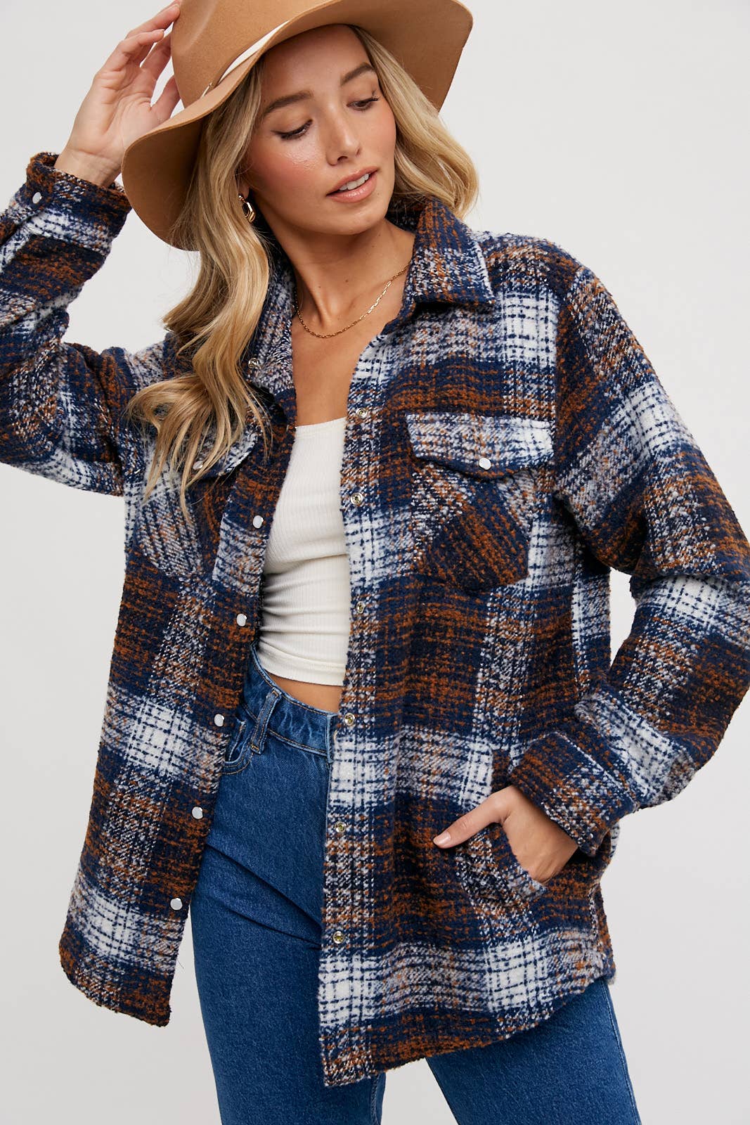 Bluivy - Wholesale Shirt Jacket/Shacket - Women's - BUTTON DOWN FLANNEL SHACKET1