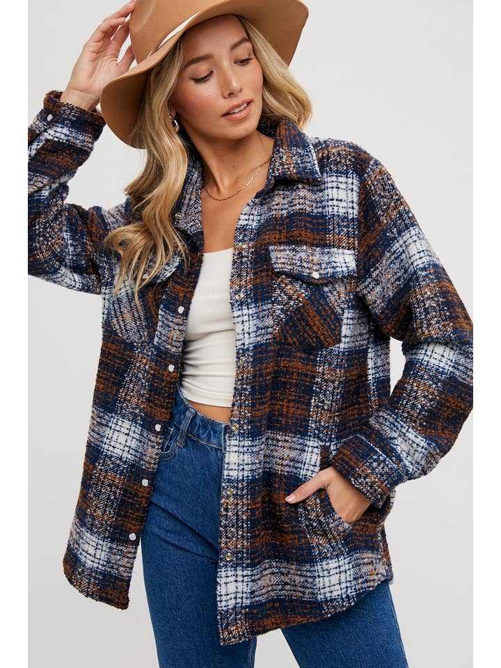 Bluivy - Wholesale Shirt Jacket/Shacket - Women's - BUTTON DOWN FLANNEL SHACKET1