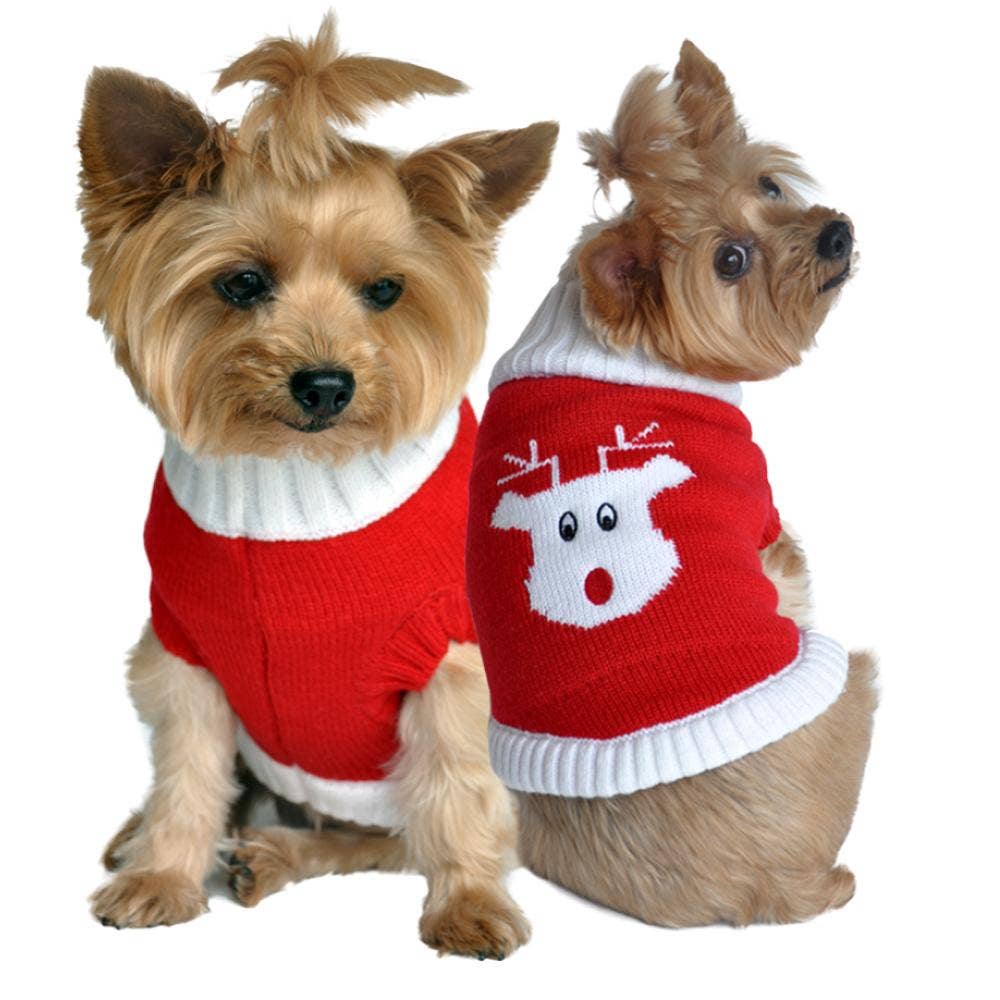 Doggie Design - Wholesale Pet Sweater - Dog - Combed Cotton Holiday Dog Sweater - Red Rudolph0