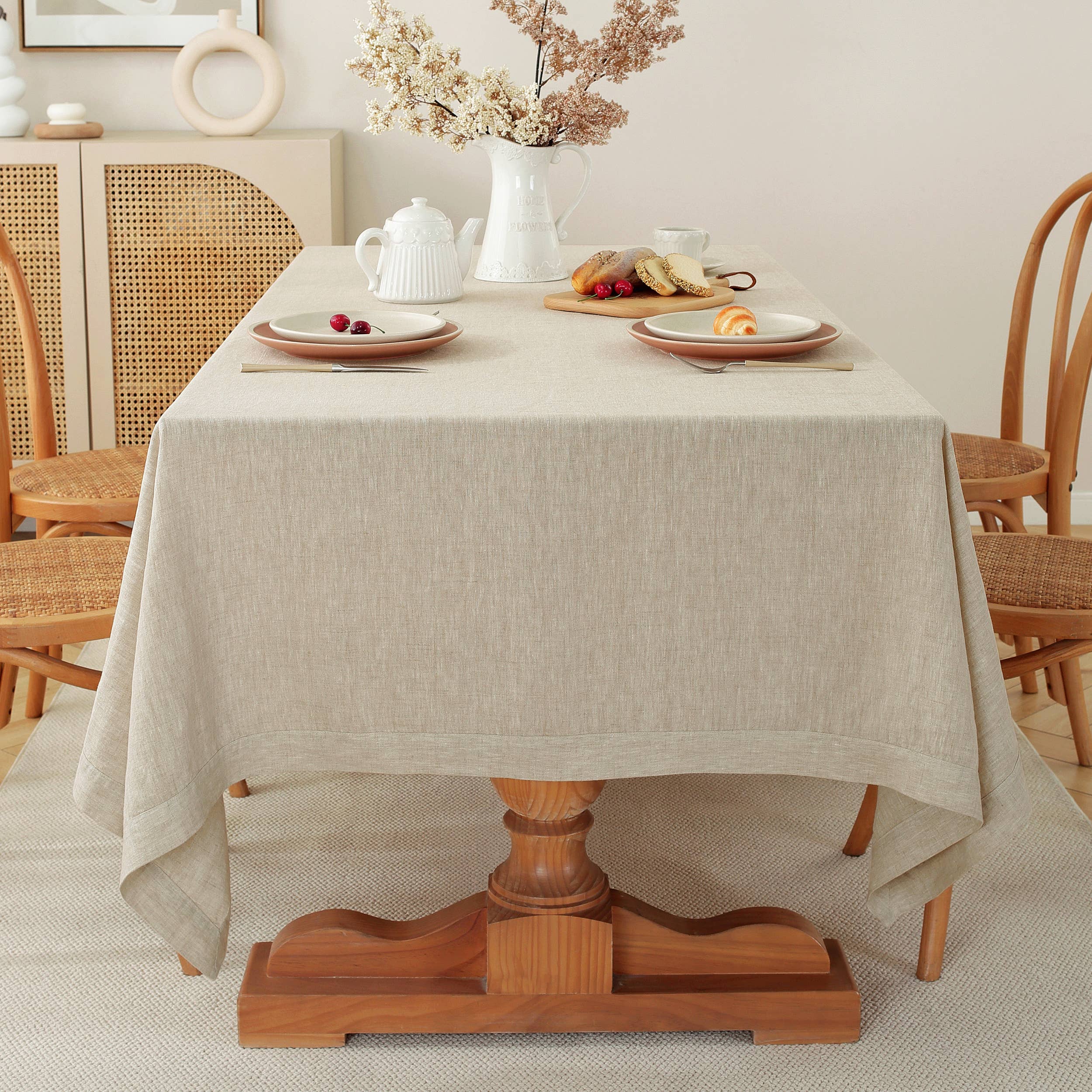 Triton Linen - Wholesale Tablecloth - Pure European Flax Square Linen Tablecloth 55 x 55 - Natural3