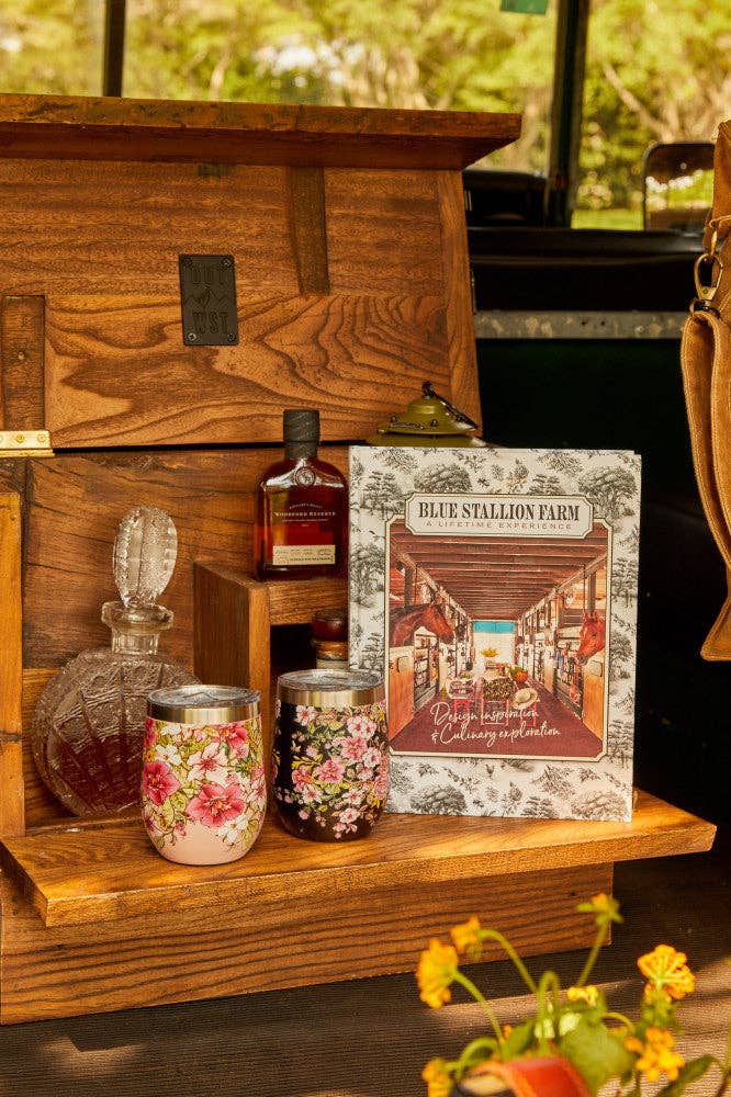 Blue Stallion Farm - Wholesale Insulated Mug/Tumbler - BLACK FLORAL BOUQUET WINE TUMBLER4