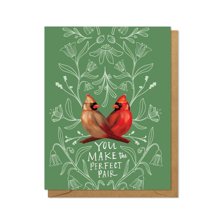Carte de mariage ou d'anniversaire Perfect Pair Cardinals pour la vente par Joymark Studio