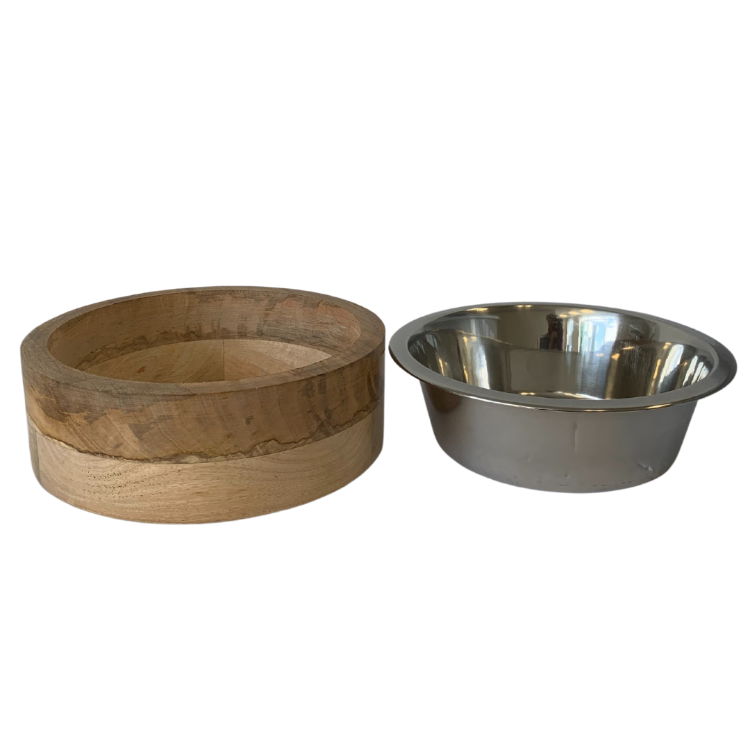 Jojo Modern Pets - Wholesale Pet Bowl - Cat/Dog - Stainless Steel Dog Bowl with Cylindrical Mango Wood Holder3