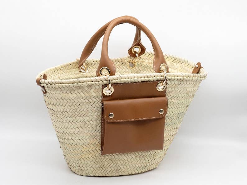 martitec – Engroshandel Strandtaske – Elegant fransk flettet kurvetaske med luksuriøse detaljer3