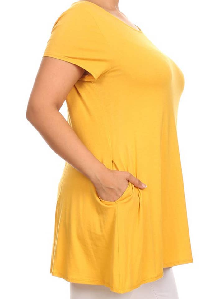 MOA COLLECTION - Vendita all'ingrosso Tunica - Donna - Tunica da donna Casual Taglie forti Manica corta Tinta unita Top1