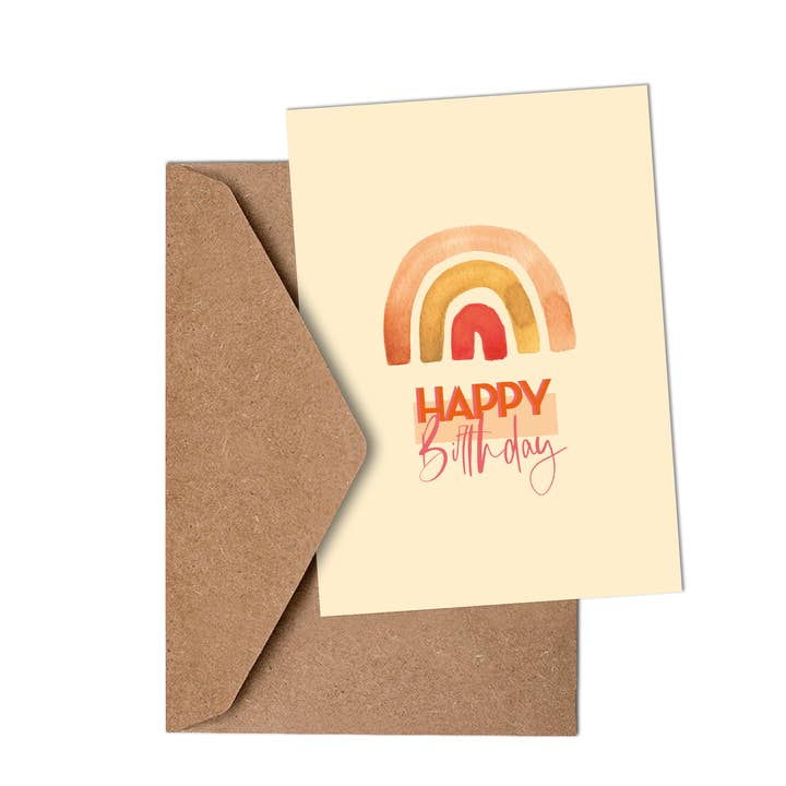 Rainbow birthday card with kraft paper envelope for wholesale by The Modern Traditional | Papeterie & Art Prints