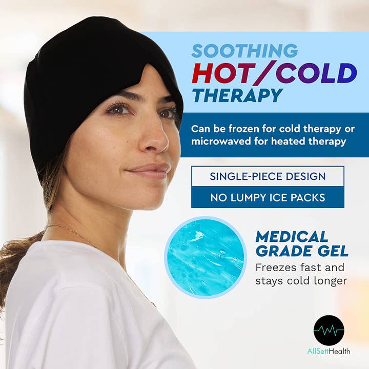 AllSett Health - Wholesale Hot/Cold Compress - Migraine Relief Cap Ice Head Wrap Headache and Migraine Hat3