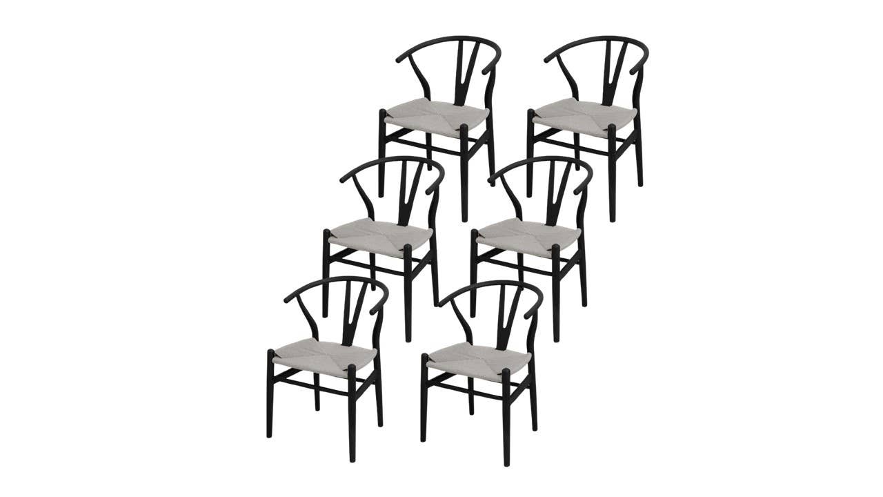 Acacia Home - Vente Chaises - Ensemble de 6 chaises de salle à manger Pia Wishbone3
