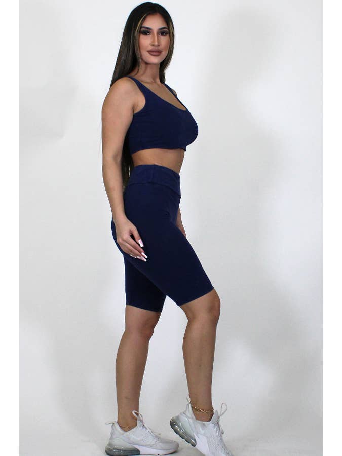 Junie - Wholesale Lounge Set - Women's - Mineral Washed Tank Top And Biker Short Set2