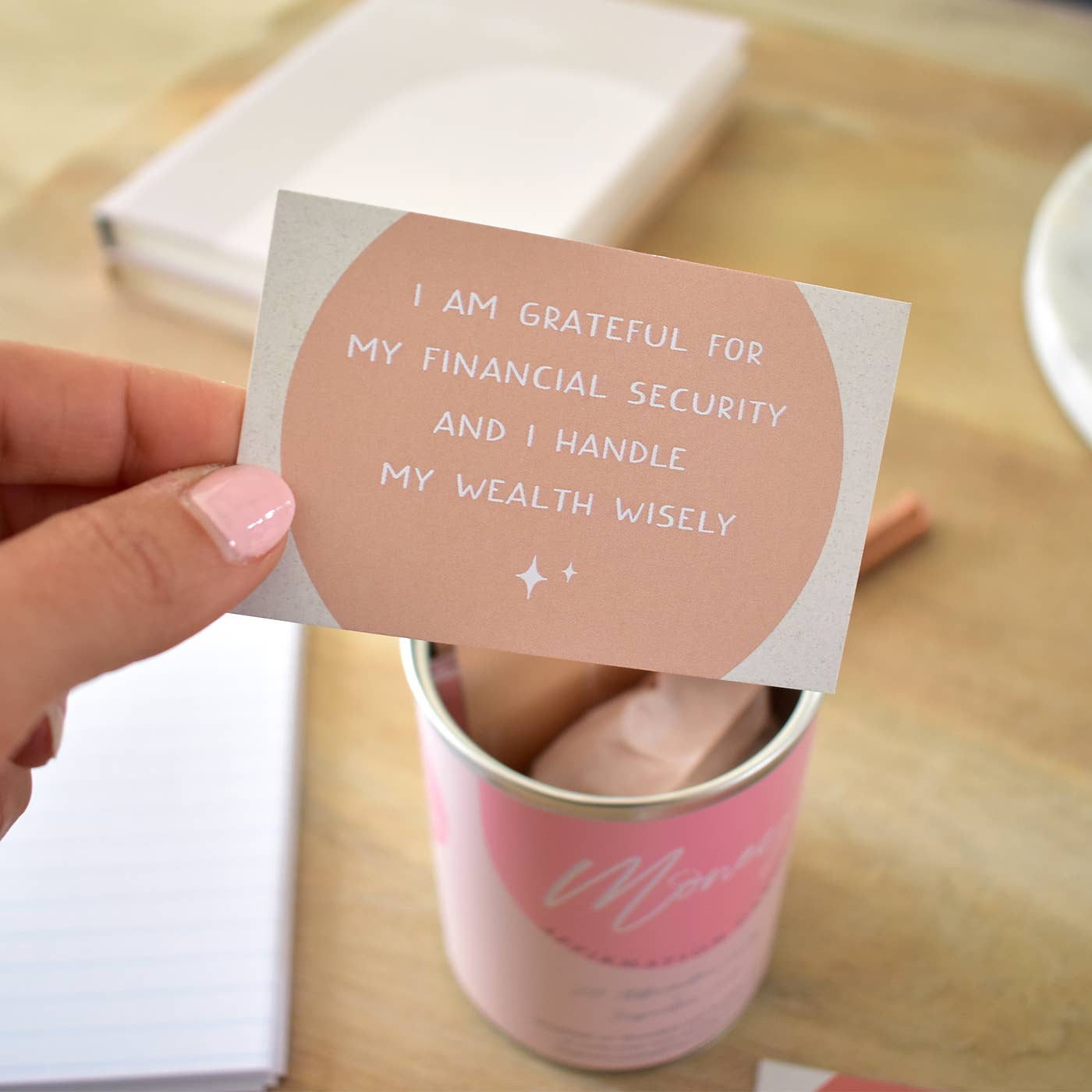 Três Paper Co - Wholesale Stationery/Notecard Set - Money Affirmation Cards Tin1