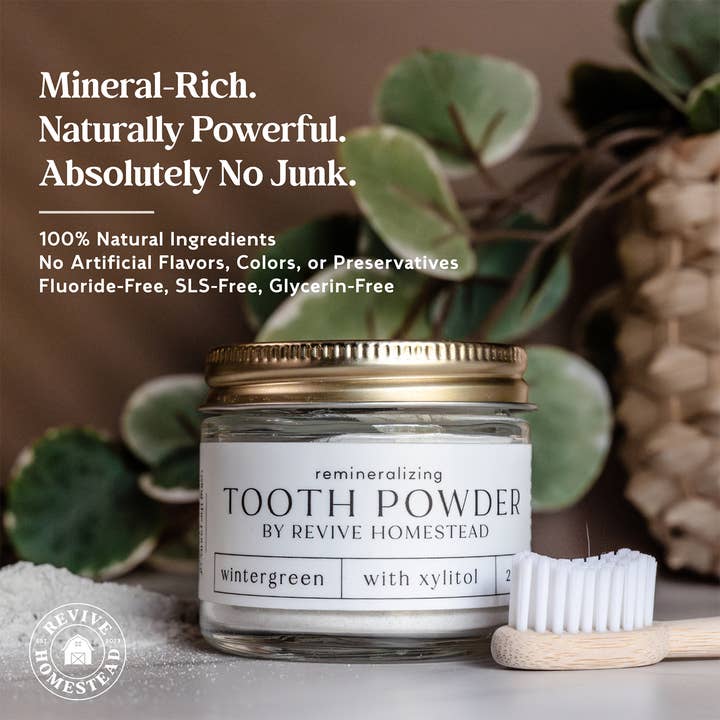 Revive Homestead - Wholesale Toothpaste - Remineralizing Tooth Powder with Hydroxyapatite (Sweetener-Free)