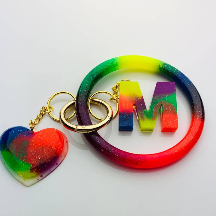 Glitter Rainbow nyckelring armband armband Set för wholesale av Shop Drip Express