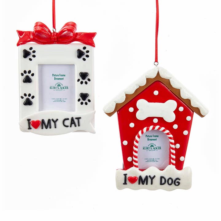 Kurt S. Adler, Inc. - Wholesale Ornament - 5.25"DOG/CAT PICTURE FRAME ORNAMENTS1