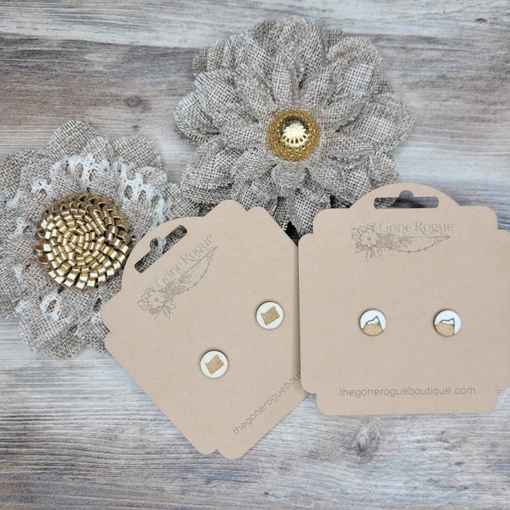 Assorted wood stud earrings for wholesale by Gone Rogue Boutique