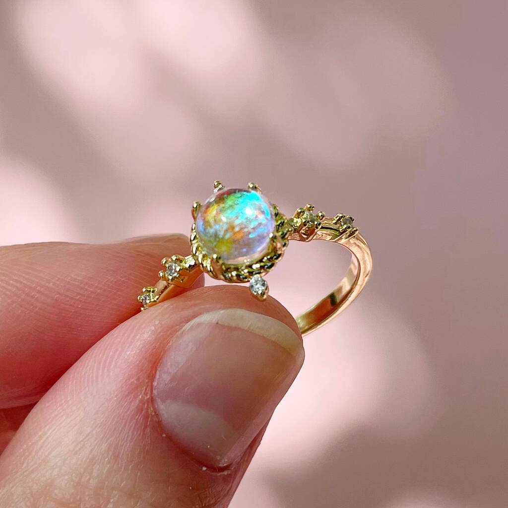 Lucent Studios Ltd - Wholesale Cocktail/Statement Ring - Aura Quartz Adjustable Gold Plated Ring1