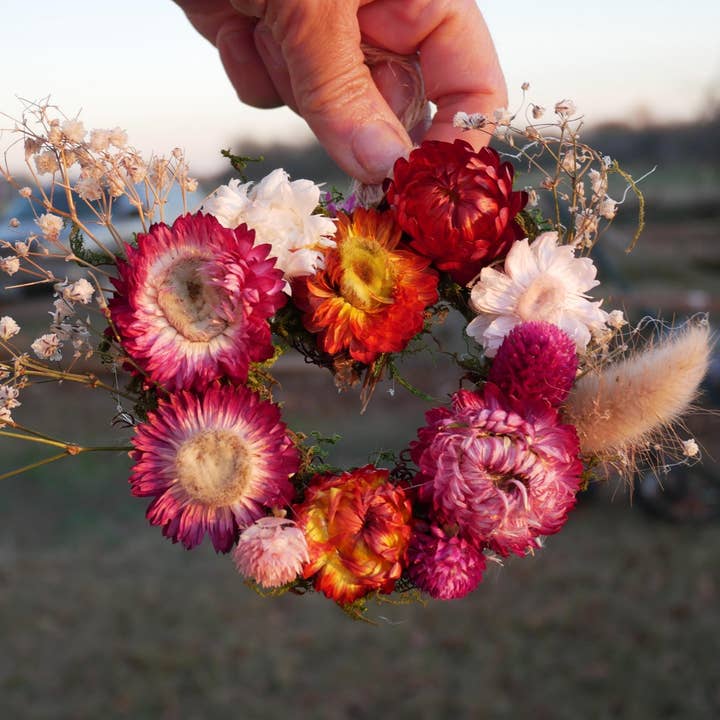 Mini Dried Flower Wreath – Rustic Farmhouse Decor | Handcrafted Floral Heart for wholesale by Remedy Designs