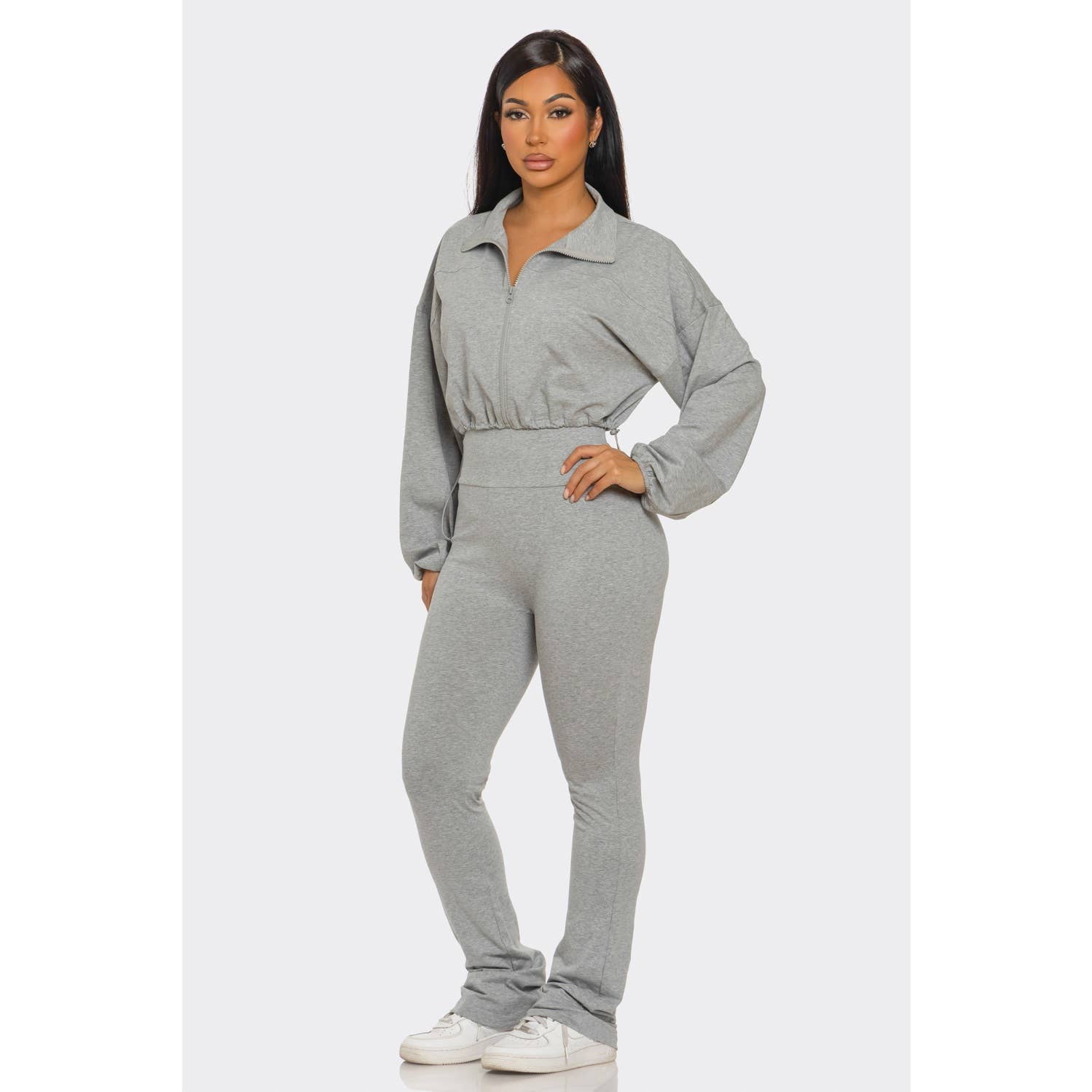 ITSSY - Wholesale Lounge Set - Women's - Cropped Zip Up and High Waist Jogger Set3