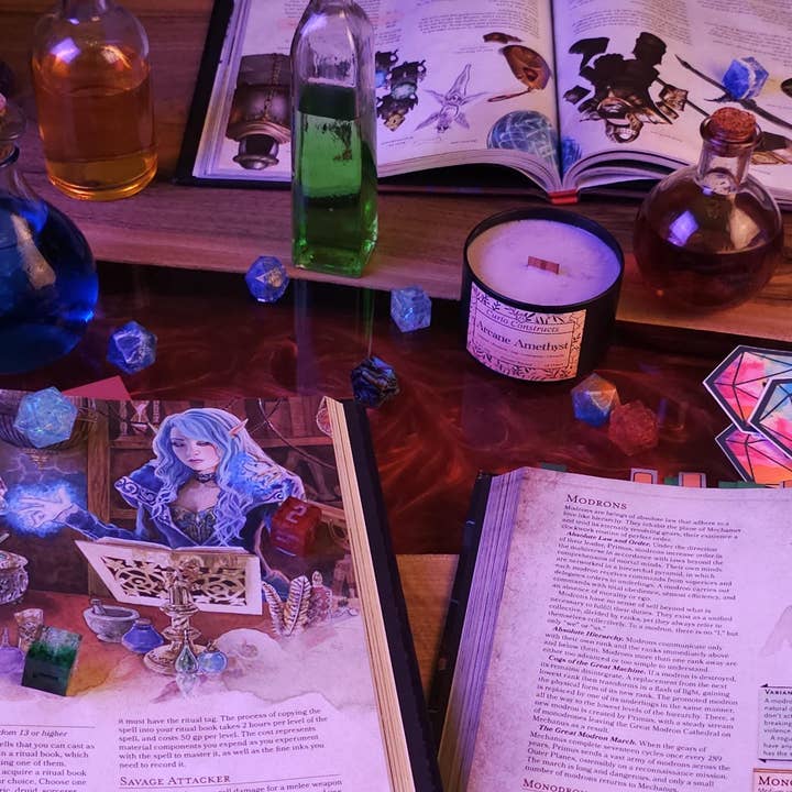 Curio Constructs - Wholesale Jar/Filled Candle - Arcane Amethyst | Fantasy Soy Wax Wood Wick Candle1