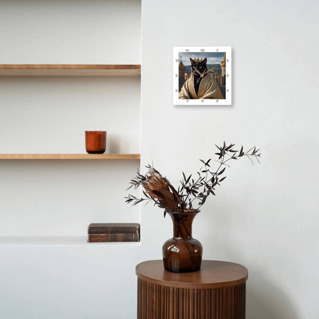 3dRose - Wholesale Wall Clock - 3dRose, A black cat dressed as a king or queen, Wall Clock7